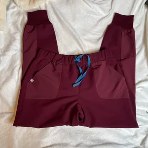 FIGS Disney XS Zamora Jogger Scrub Pants Burgundy Mickey Mouse Maroon CNA RN VET thumbnail 4