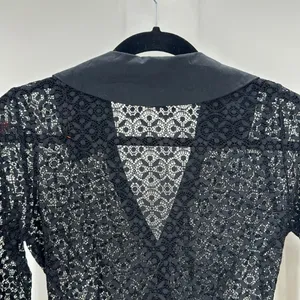 Maeve For Anthropologie Black Lace Button Down Blouse sexy grunge goth size XS thumbnail 9