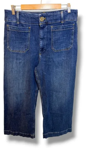 Maeve The Colette Jeans Womens 32 Blue High Rise Wide Leg Crop Anthropologie thumbnail 1