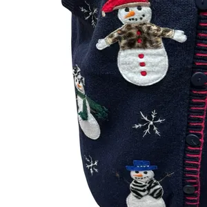 Vintage Capacity‎ Sweater Vest Medium Christmas Snowman Holiday Blue thumbnail 3
