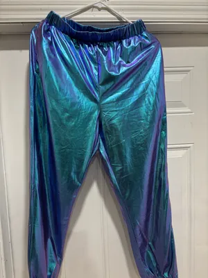 Allegra K Metallic Holographic Jogger Pants – Wome thumbnail 2