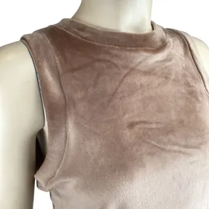 Skims‎ Velour Tank Top Size Large Velvet Sleeveless Cropped Brown Tan Stretch thumbnail 6