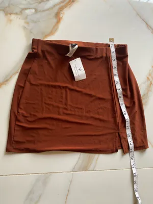 Windsor Rust Mini Skirt with Front Notch  thumbnail 8