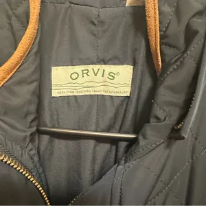 Orvis Quilted Jacket Blue Tan Jacket Size Large thumbnail 3