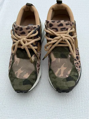Steve Madden Cliff Sneakers Women 7 Camo Leopard Platform Lace Up Chunky Shoes thumbnail 5