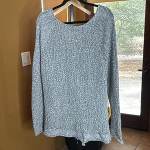 Free People Bright Lights Marled Knit Sweater XL Blue White Slouchy Oversized thumbnail 10