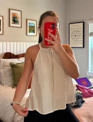 GAP white linen halter top thumbnail 1
