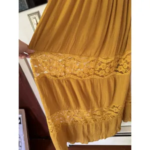 RUE 21 Mustard Yellow Gauzey Lace Maxi Dress Size Small thumbnail 6