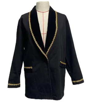 Vintage 90s Contempo Casuals Gold Trim Blazer Oversized Small thumbnail 1
