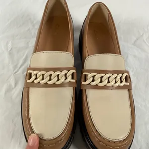 Clarks Orianna Edge Tan Cream Leather Chain Lug Sole Loafers Academia Fall 9.5M thumbnail 5