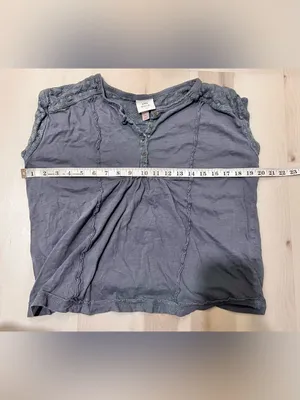 Knox Rose Women Medium Off Grey Boho Indie Prairie Chic Cottagecore Henley Top thumbnail 7
