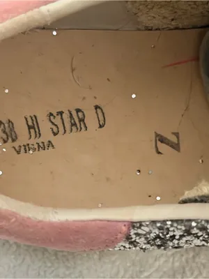 Golden Goose Hi Star Sneakers - Silver Glitter & Pink Suede Star (Size 38) thumbnail 14