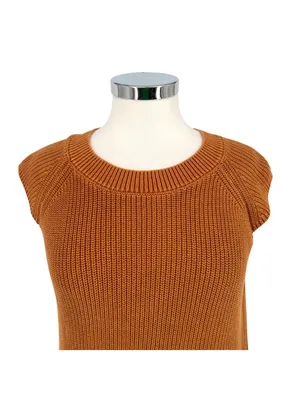 Young Fabulous and Broke Coastal Minimalist Beau Sleeveless Knit Sweater Vest Rust Brown Size Small thumbnail 2