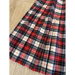 Vintage Young Pendleton Wool Wrap Kilt Skirt Red Navy Plaid Pleated Midi USA 8 thumbnail 7