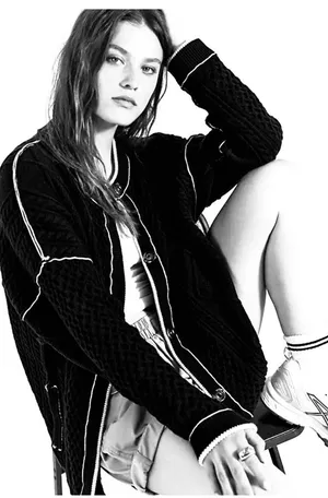 Free People We The Free Cable Tennesee Cable Knit Cardi Long Black White XS NWT thumbnail 1
