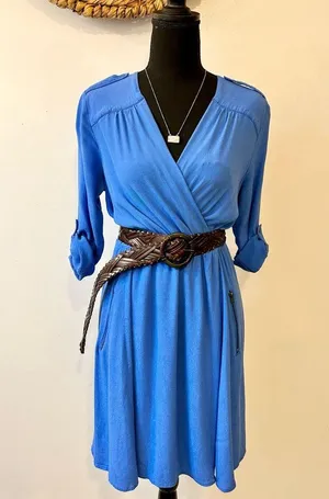 Maeve Lene Faux Wrap Dress in Blue Size XS thumbnail 4