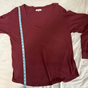Madewell Long Sleeve‎ V Neck Maroon Shirt Size Medium thumbnail 6