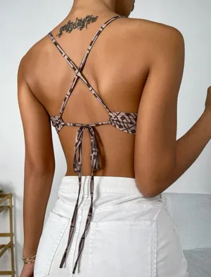 Printed Cross Cross Tie Back Top thumbnail 2