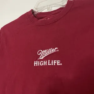 Miller High Life red embroidered crew neck short sleeve tshirt size small thumbnail 3