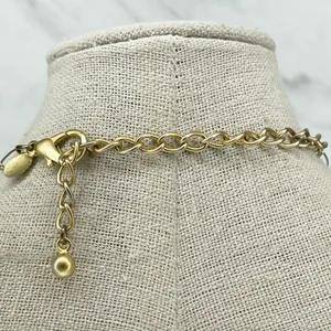 Chicos Colorful Beaded Gold Tone Hammered Teardrop Pendant Necklace ✨ thumbnail 5