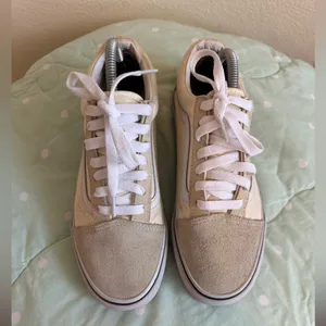 Vans Old Skool Cream and White Sneakers Womens size 6.5 thumbnail 6