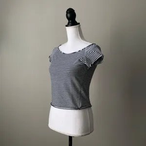 BRANDY MELVILLE | Nautical Stripe Raw Hem Crop Top thumbnail 4