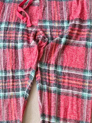 Y2K Victoria's Secret PINK plaid pajama petite small gold dog embroidered logo thumbnail 7