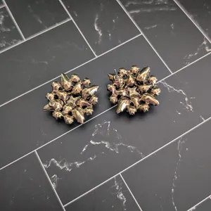 Vintage Stud Earrings 1.25" Purple & Clear Gems Regal Large Statement thumbnail 7