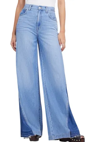 NWD Madewell Wide Sweep Jeans Parson Wash Airy Denim Size 25 Wide Leg Two Tone thumbnail 1