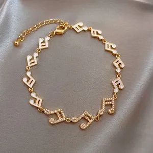 18K Gold Plated Adjustable Musical Note Charm Bracelet for Women thumbnail 2