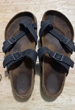Birkenstock Mayari Black Leather Toe Loop Sandals Womens‎ 37 US 6 6.5 Regular thumbnail 1