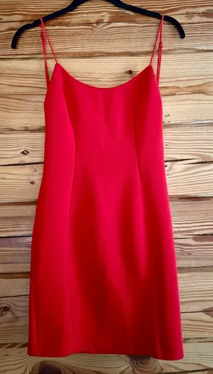 Hello Molly Red Bodycon Crepe Dress | Size M | Adjustable Straps thumbnail 1