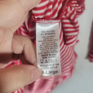 BLEU Stripe Asymmetric Hem Tunic Top XL Red White Multi Directional Long Sleeve thumbnail 7