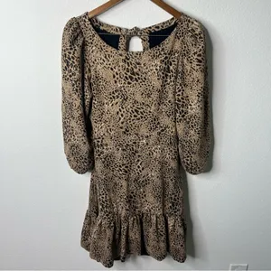 Anthropologie Maeve Animal Print Knit Cut-Out Mini Dress Leopard Tiered Size 14‎ thumbnail 8