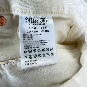NWT Miss Me Low-Rise Cargo Wide Leg Jeans - Off White Angel Wings ✨ Size 27x30 thumbnail 13
