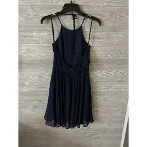 BCBGeneration Navy Blue Ruffle Mini Dress Size 2 Zip Halter‎ Sleeveless thumbnail 2