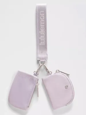 NWT Lululemon Dual Pouch Wristlet Metallic Wordmark - Faint Lavender thumbnail 2