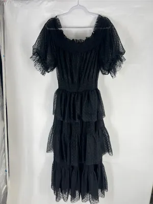 CQ by CQ Black Swiss Dot Tiered Dress Size L Whimsygoth thumbnail 2