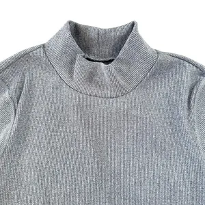 OFFLINE by Aerie Grey Ribbed Mock Neck Long Sleeve Crop‎ Top with Thumbholes M thumbnail 2