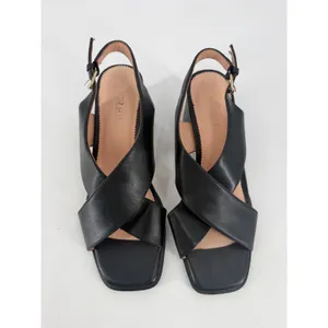J Crew Dylan Block Heel Sandal Womens 8.5 Black Leather Criss Cross Minimalist thumbnail 2