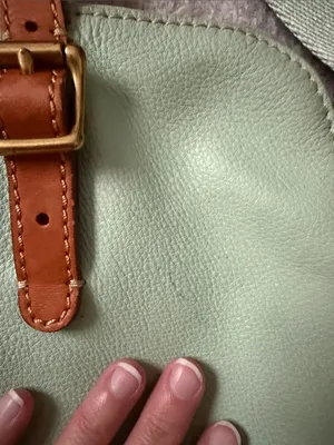 Fossil Leather Fold Over Tote Mint Green Crossbody Bag thumbnail 5