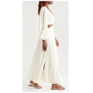 NEW BOAMAR Bianca Balloon Sleeve Cutout Cover-Up Maxi Dress Size XL thumbnail 6
