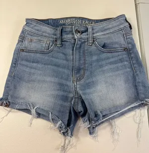 American‎ Eagle Outfitters Denim Shorts Womens Size 0 Light Wash Frayed thumbnail 1