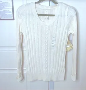 High Sierra cable knit cream light weight sweater M thumbnail 2