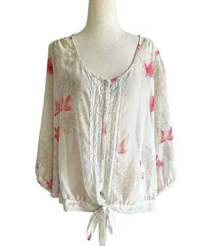Express Multicolor Printed Sheer Unlined Blouse Women Size Large | 57-37 thumbnail 1