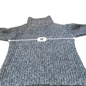 J.Crew Point Sur Turtleneck Sweater Women’s Size Small‎ Blue White Marled Chunky thumbnail 6