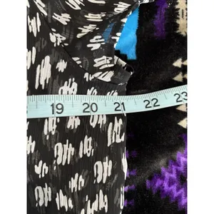 Duo Maternity Black/Cream Geo Sheer‎ Chiffon Short Sleeve Blouse Size M Ruffle thumbnail 6