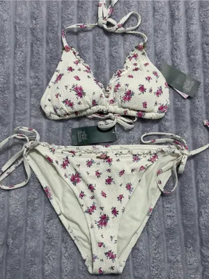 Wild Fable Floral Smocked Bikini Set — White & Pink — Mixed Sizes XL/L — NWT thumbnail 1