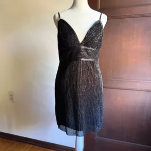 Saylor x Free People | Frankie Black Matte Sequin Cocktail Mini Dress | Small thumbnail 2