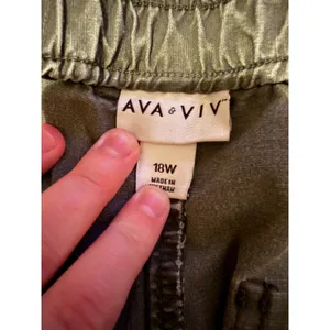 Ava & Viv Utility Ankle Pants Womens 18W Olive‎ Green High Rise Elastic Waist thumbnail 4